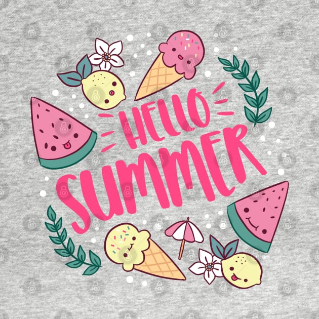 Hello summer a cute and fun summer time design by Yarafantasyart